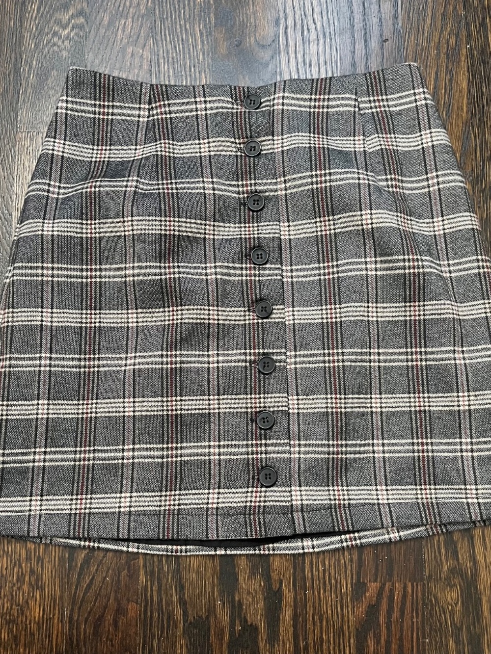 Urban Outfitters Cooperative Gray Plaid Button Front Mini Skirt Size XS